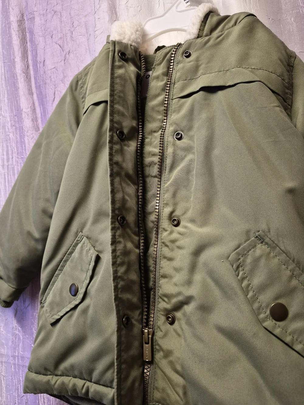 Old Navy Olive Green Hooded Sherpa-Lined Puffer Coat